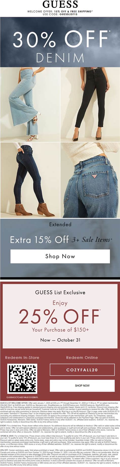 guess clothing discount codes